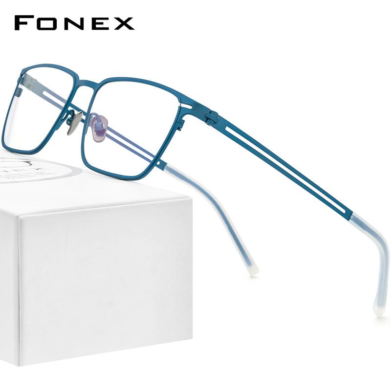 FONEX Pure Titanium Glasses Frame Men Square Eyewear 2023 New Male