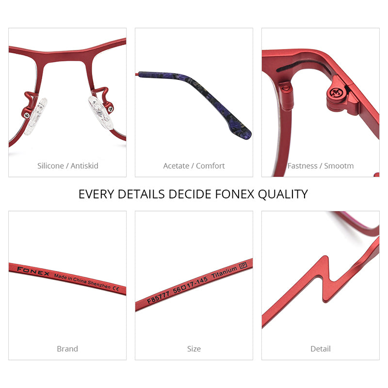 FONEX Colorful Titanium Glasses Frame Men Square Eyeglasses F85777 ...