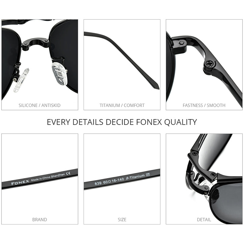 FONEX Titanium Men Folding Polarized Sunglasses T839 – FONEX