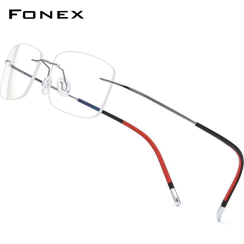 FONEX Titanium Rimless Glasses Men Eyeglasses Frame 9203 