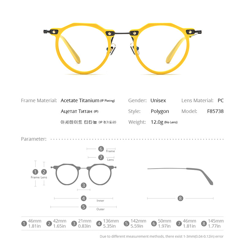 シフォンヌ FONEX Acetate Titanium Glasses Frame Men New Retro Polygon
