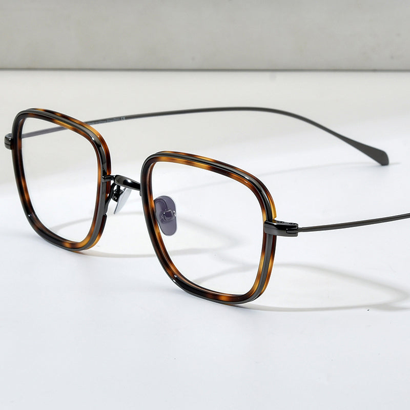 FONEX Acetate Titanium Glasses Frame Men New Retro Square 