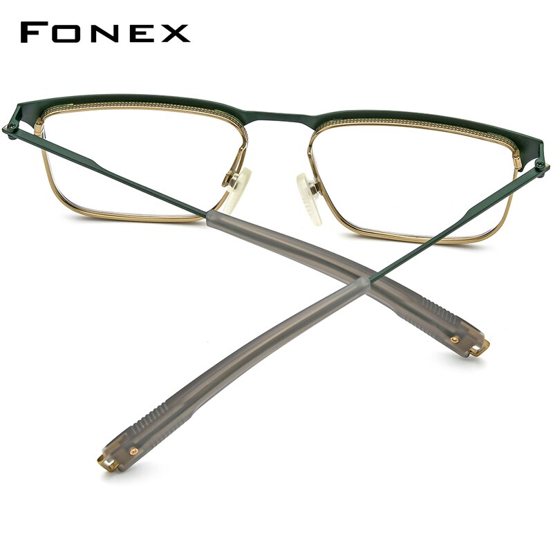 FONEX Pure Titanium Glasses Frame Men Rimless New Vintage Square Eyeglasses Myopia Optical Eyewear 80814 I2611051741