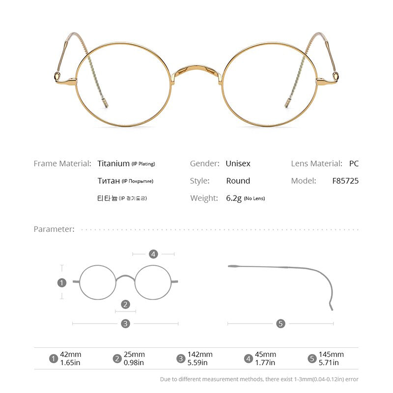 FONEX Pure Titanium Glasses Frame Men Retro Round Eyeglasses Women 