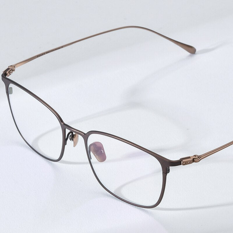 Fonex Pure Titanium Glasses Frame Men Retro Square Eyeglasses Mens Ultra Light Eyewear F85753 