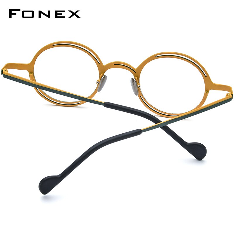 FONEX Pure Titanium Glasses Frame Women Colorful Retro Round Eyeglasses ...