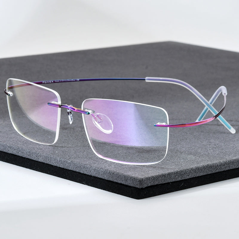 FONEX Rimless Titanium Glasses Men New Frameless Eyeglasses Frame 