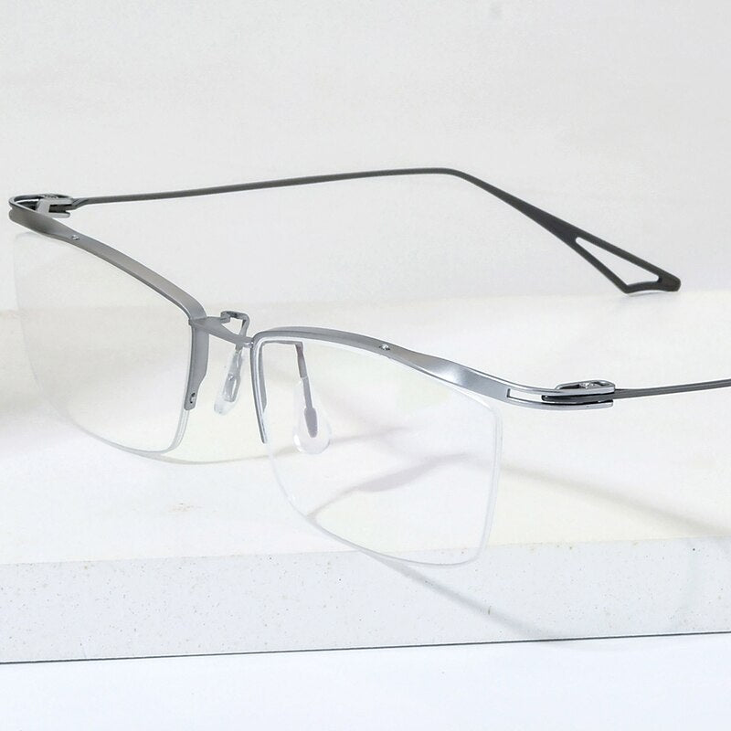 FONEX Titanium Glasses Frame Men New Semi Rimless Square Eyeglasses fonex-titanium-glasses-frame-men-new-semi-rimless-square-eyeglasses