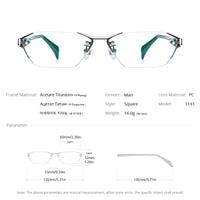 FONEX Titanium Glasses Frame Men Rimless Square Eyeglasses T1141