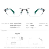 FONEX Titanium Glasses Frame Men Rimless Square Eyeglasses T1141
