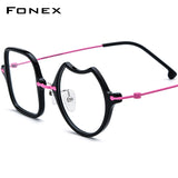 FONEX Acetate Titanium Glasses Frame Men Irregular Eyeglasses F85842