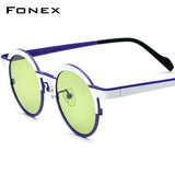 FONEX Titanium Men Round Polarized Sunglasses F85832T