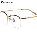 FONEX Titanium Glasses Frame Men Semi Rimless Eyeglasses F90036