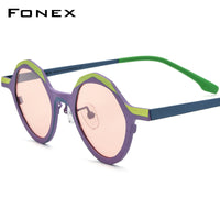 FONEX Titanium Men Small Polygon Polarized Sunglasses F85803T