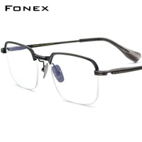 FONEX Titanium Glasses Frame Men Semi Rimless Square Eyeglasse DTX-154