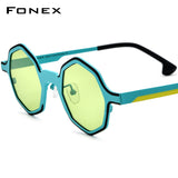 FONEX Pure Titanium Men Small Polygon Polarized Sunglasses F85812T