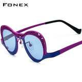 FONEX Pure Titanium Men Cat Eye Polarized Sunglasses F85826T