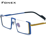 FONEX Titanium Glasses Frame Men Square Half Rim Eyeglasses F85780
