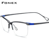 FONEX Titanium Glasses Frame Men Semi Rimless Square Eyeglasses F85757