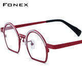 FONEX Pure Titanium Glasses Frame Women Round Eyeglasses F85840