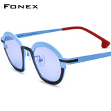 FONEX Pure Titanium Women Cat Eye Polarized Sunglasses F85828T