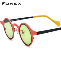 FONEX Titanium Men Round Polarized Sunglasses F85807T