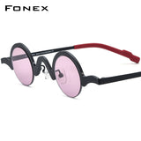 FONEX Titanium Round Semi Rimless Nylon Sunglasses F85810T