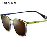 FONEX Titanium Polarized Sunglasses Men Square F85856T