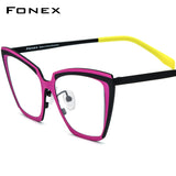 FONEX Pure Titanium Glasses Frame Women Cat Eye Eyeglasses F85809