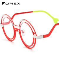 FONEX Pure Titanium Glasses Frame Women Round Eyeglasses F85823