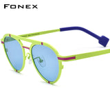 FONEX Pure Titanium Women Cat Eye Polarized Sunglasses F85841T