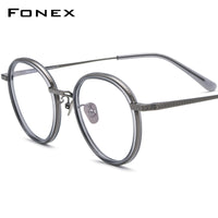 FONEX Acetate Titanium Glasses Frame Men Round Eyeglasses N-027