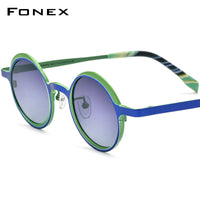 FONEX Titanium Men Round Polarized Sunglasses F85774T