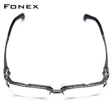 FONEX Titanium Glasses Frame Men Semi Rimless Square Eyeglasses F85770