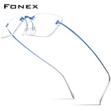 FONEX B Titanium Glasses Frame Men Brand Rimless Square Eyeglasses 85871