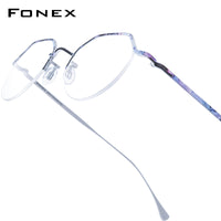 FONEX Pure Titanium Glasses Frame Women Polygon Eyeglasses 85866