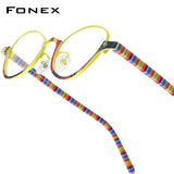 FONEX Acetate Titanium Glasses Frame Men Cat Eye Eyeglasses 85897