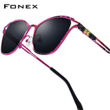 FONEX Titanium Women Cat Eye Polarized Sunglasses 85922T