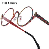 FONEX Pure Titanium Glasses Frame Women Round Eyeglasses 85935