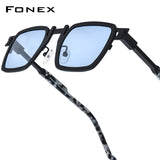 FONEX Titanium Men Square Polarized Sunglasses 85910T