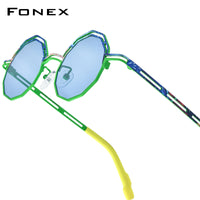 FONEX Men Titanium Polarized Sunglasses Polygon F85888T