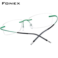 FONEX Titanium Glasses Frame Men Rimless Eyeglasses 85899