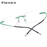 FONEX Titanium Glasses Frame Men Rimless Eyeglasses 85899