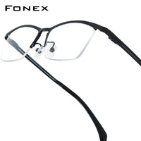 FONEX Pure Titanium Glasses Frame Men Semi-Rimless Eyeglasses 85912