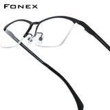 FONEX Pure Titanium Glasses Frame Men Semi-Rimless Eyeglasses 85912