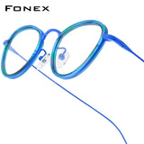 FONEX Acetate Titanium Glasses Frame Men Cat Eye Eyeglasses 85896