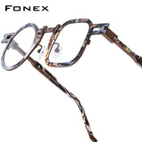 FONEX Titanium Glasses Frame Men Square Round Eyeglasses 85924