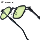 FONEX Titanium Women Square Round Polarized Sunglasses 85924T