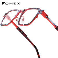 FONEX Pure Titanium Glasses Frame Men Square Eyeglasses 85910