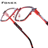 FONEX Pure Titanium Glasses Frame Men Square Eyeglasses 85910